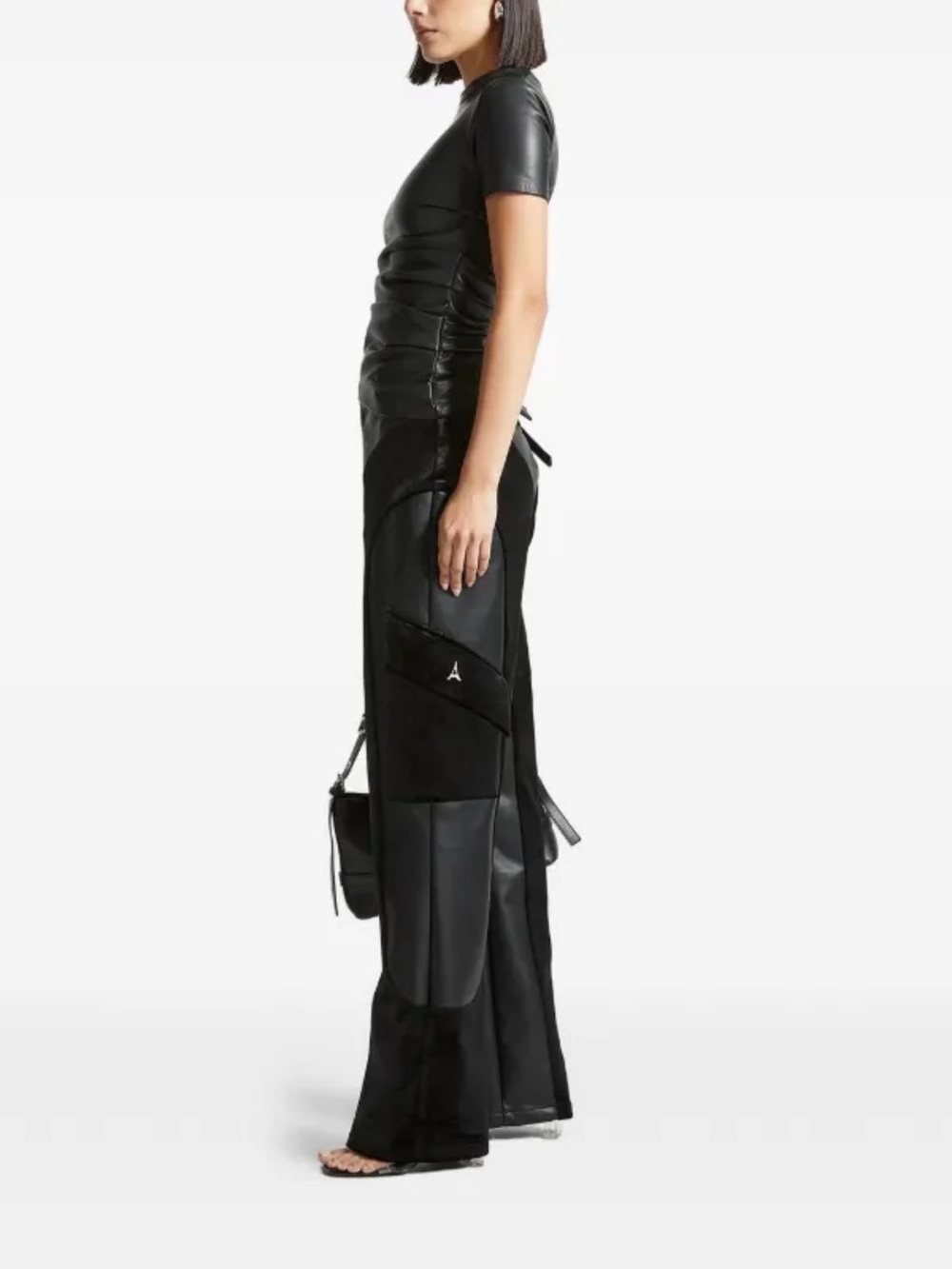 Manière De Voir 🖤 Leather Velvet Cargo Pants Black NWT US 8 - Picture 2 of 10